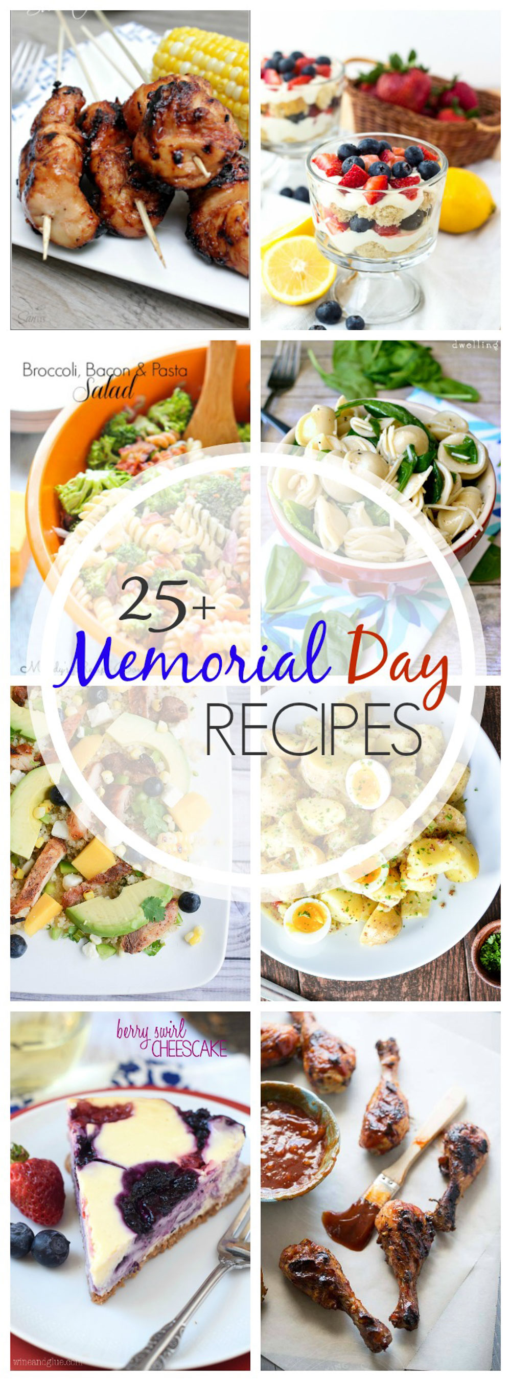 From grilled chicken to potato salad and pie to parfaits, here are 25+ Memorial Day Recipes perfect for a picnic!